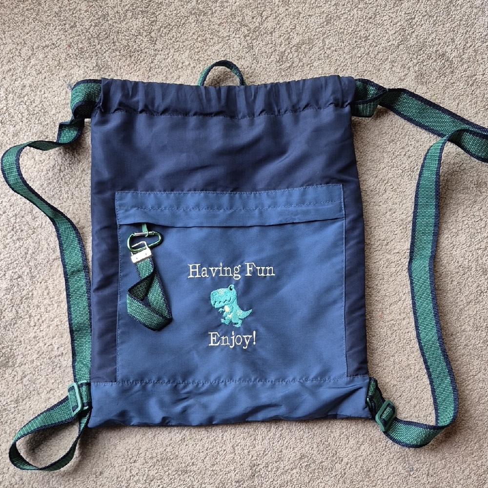 Thirty-One Blue and Green Kids Drawstring Bag